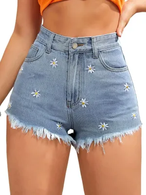 Verdusa Women's Ripped Distressed Skinny Denim Shorts