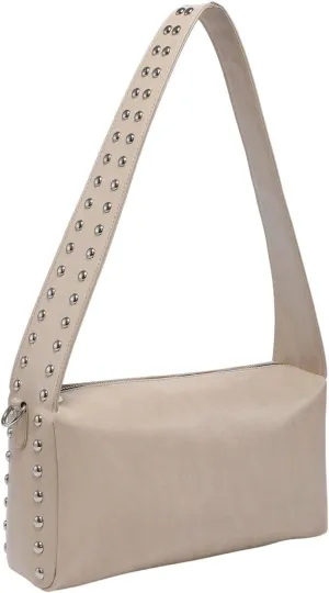Verdusa Women's Rivert Decor PU Leather Shoulder Bag Studded Zipper Square Bag