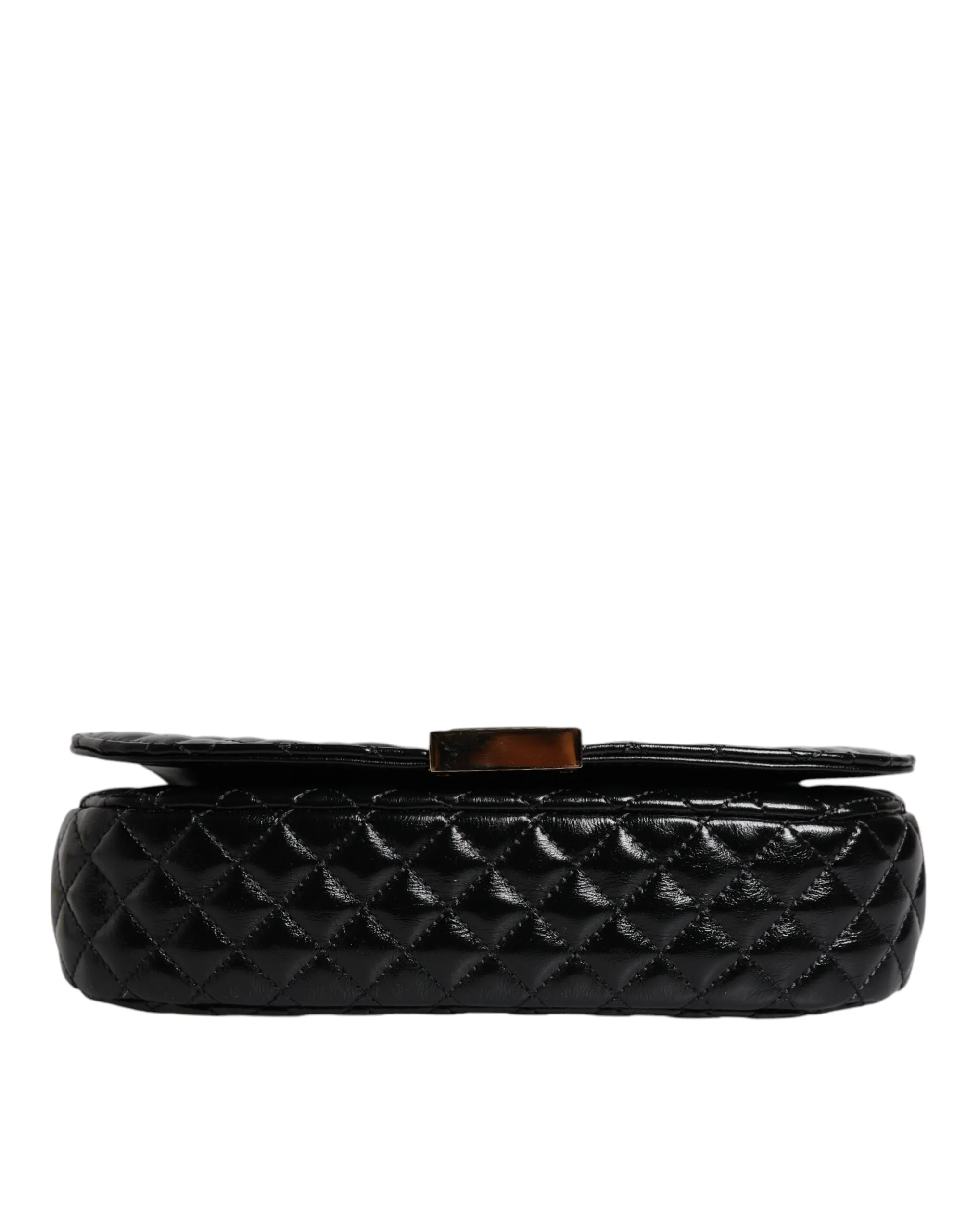 Versace Black Leather Calf Quilted Shoulder Strap Bag