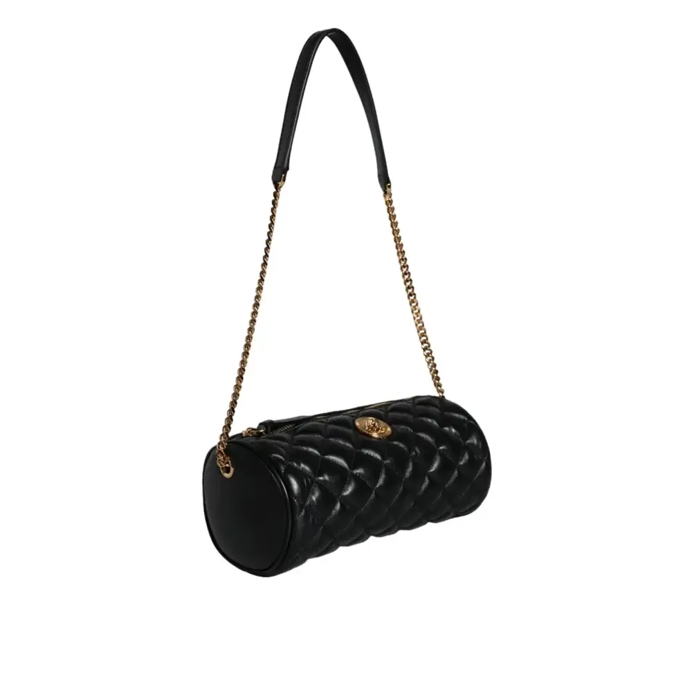 Versace Black Mini Quilted Lambskin Leather Crossbody Sling Bag