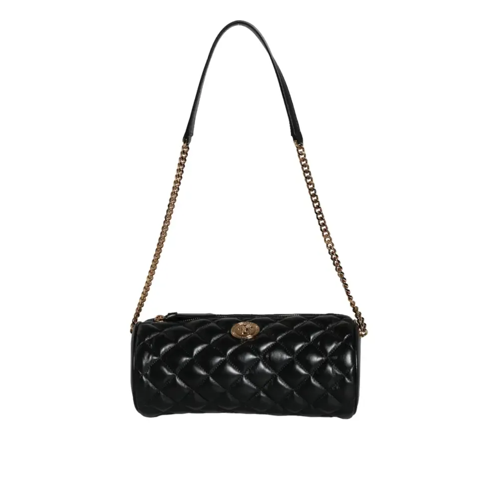 Versace Black Mini Quilted Lambskin Leather Crossbody Sling Bag