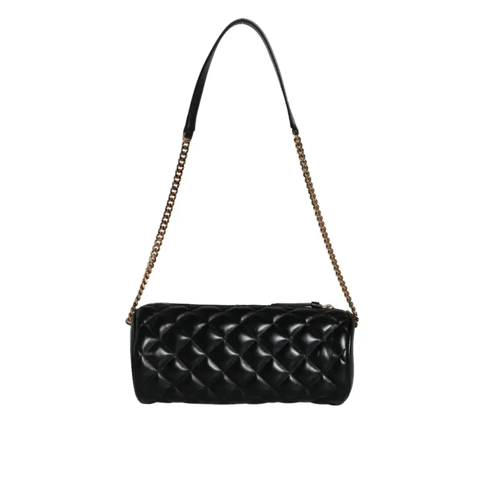 Versace Black Mini Quilted Lambskin Leather Crossbody Sling Bag