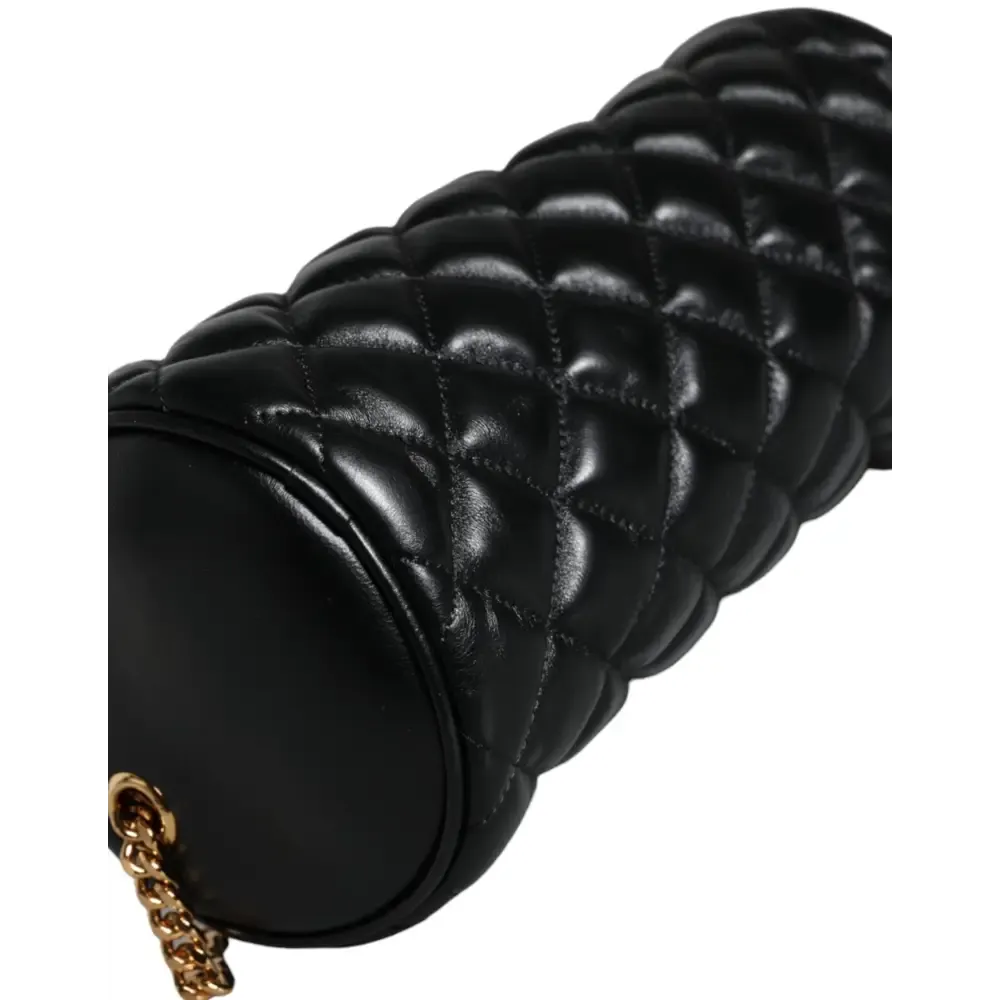 Versace Black Mini Quilted Lambskin Leather Crossbody Sling Bag