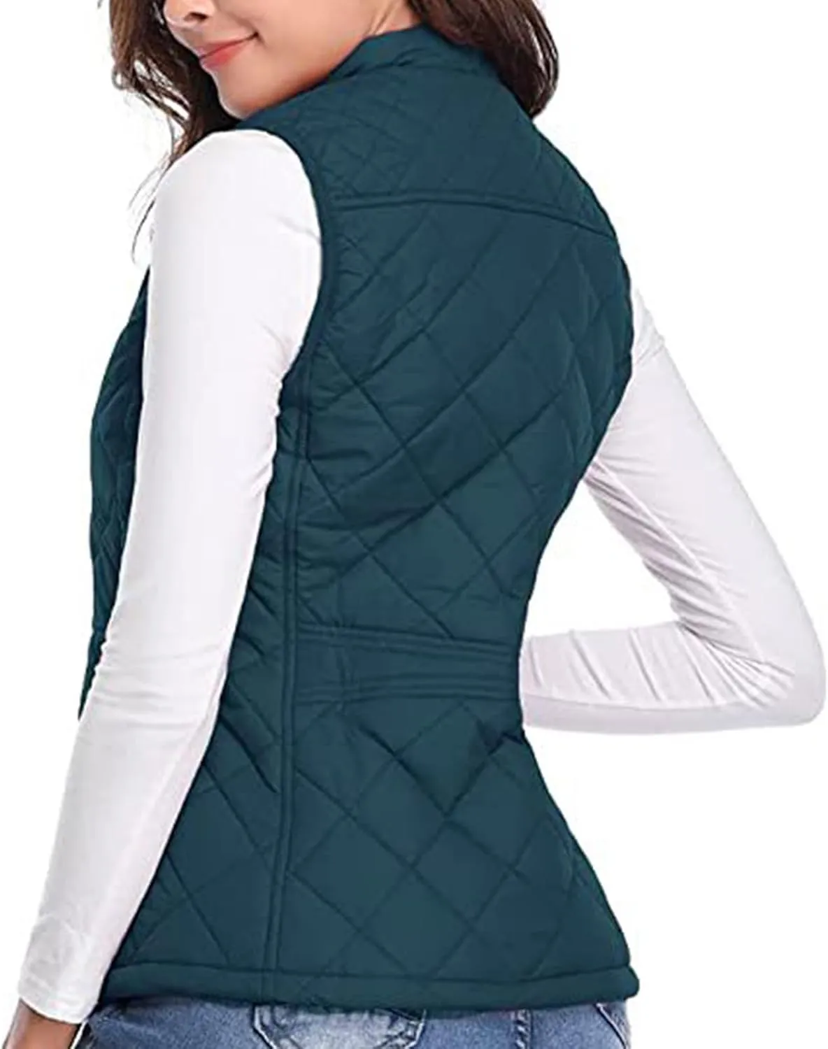 Vest for Women Stand Collar Lightweight Quilted Vest Zip Up Sleevless Padded Gilet Jackets 2024 Winter Coats Outwear