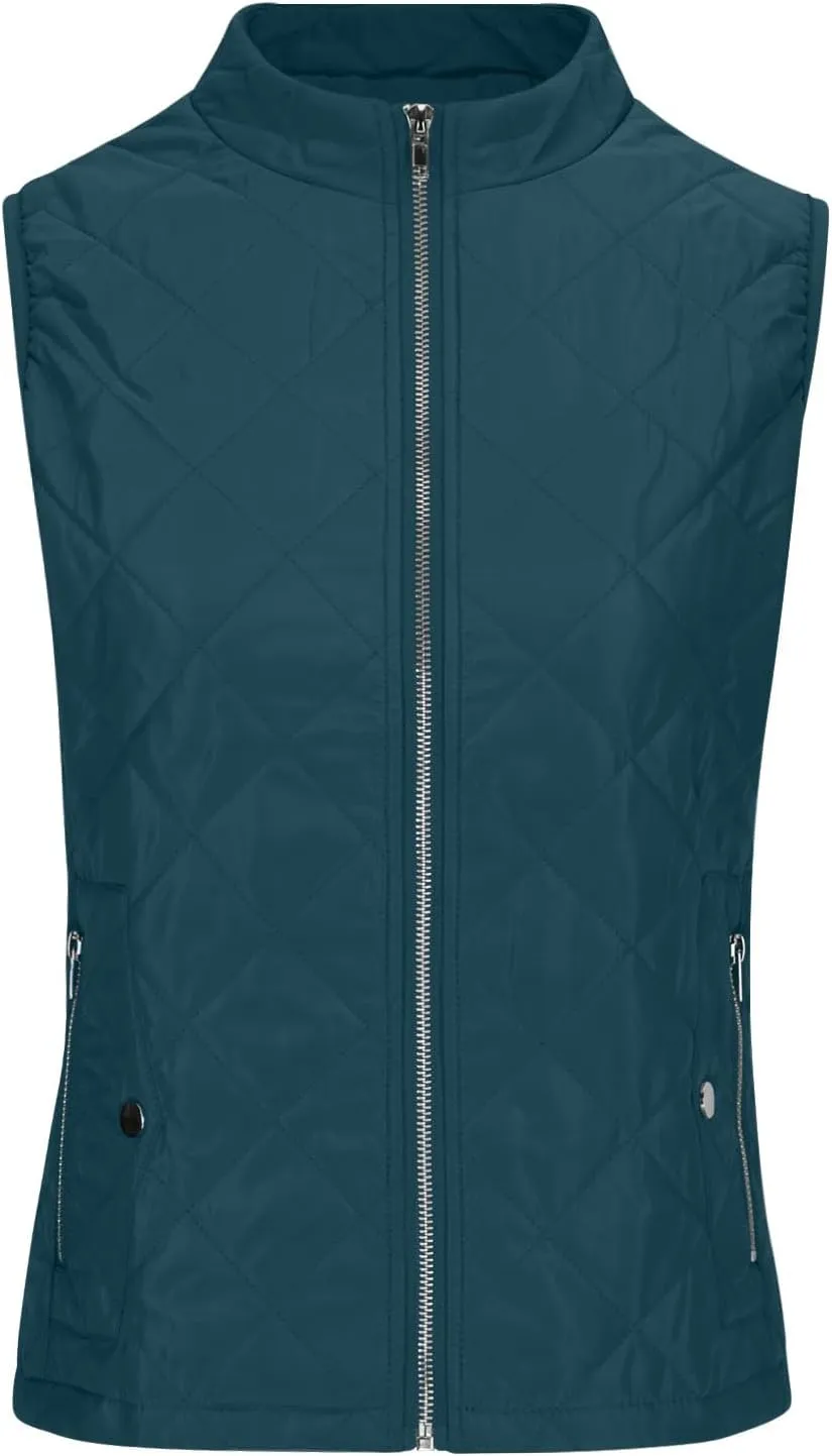 Vest for Women Stand Collar Lightweight Quilted Vest Zip Up Sleevless Padded Gilet Jackets 2024 Winter Coats Outwear