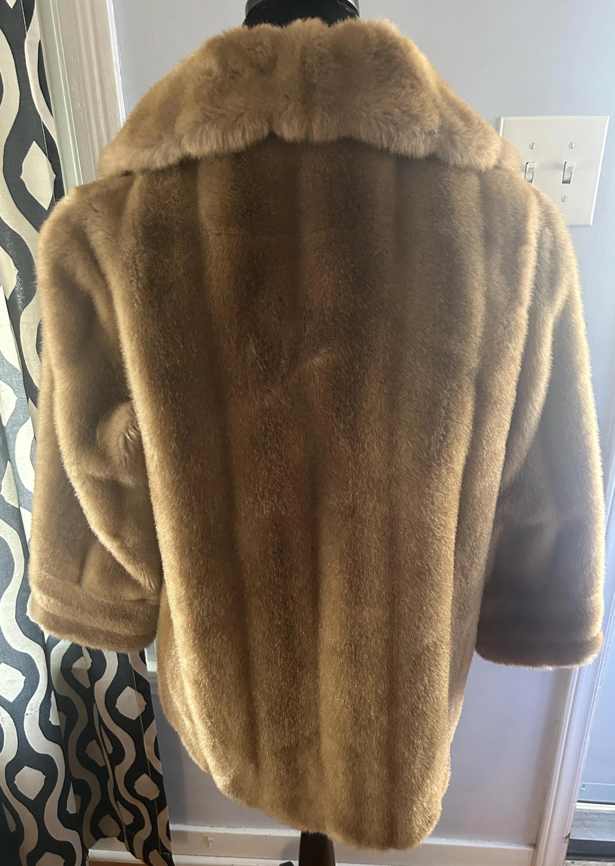 Vintage Mincara Styled By Russel Taylor Faux Fur Acrylic Brown Coat XL