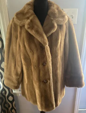 Vintage Mincara Styled By Russel Taylor Faux Fur Acrylic Brown Coat XL
