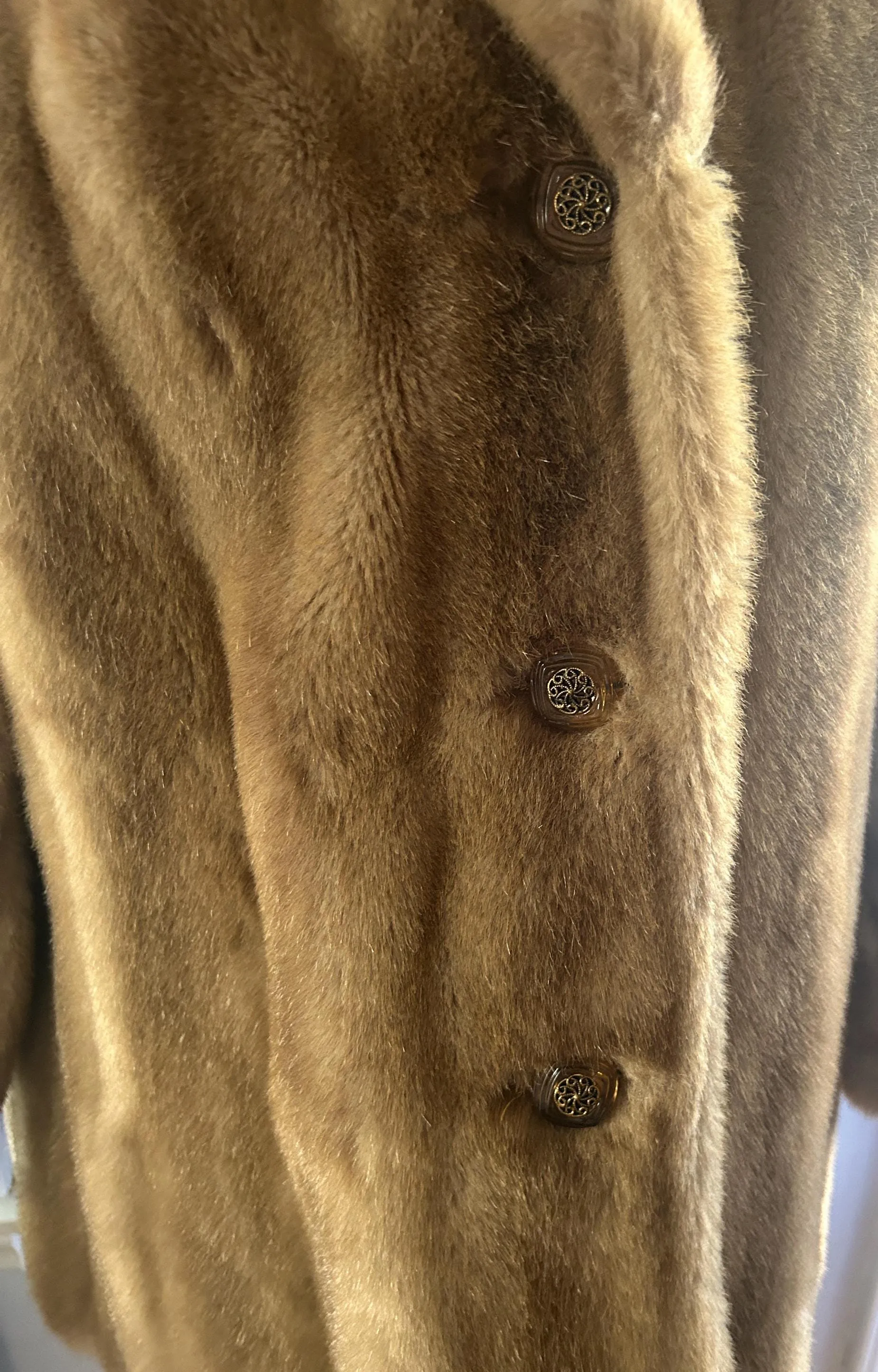 Vintage Mincara Styled By Russel Taylor Faux Fur Acrylic Brown Coat XL
