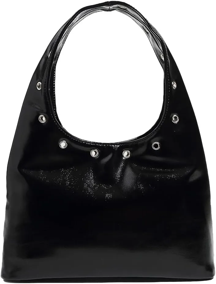 Vintage Tote Bag for Women Trendy Studded Shoulder Handbag Y2k Leather Purse Small Punk Rivet Underarm Bag Streetwear