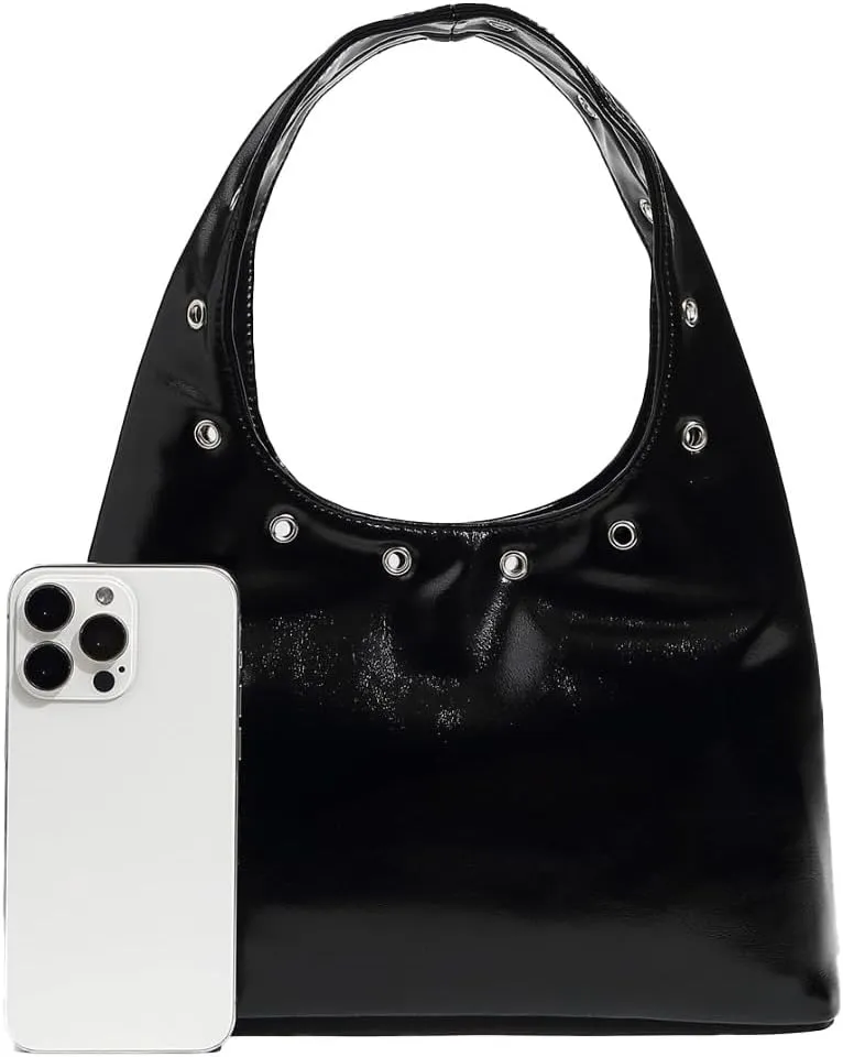 Vintage Tote Bag for Women Trendy Studded Shoulder Handbag Y2k Leather Purse Small Punk Rivet Underarm Bag Streetwear