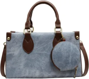 Vintage Tote Purses for Women Small Canvas Shoulder Bags Casual Crossbody Top Handle Satchel Handbags