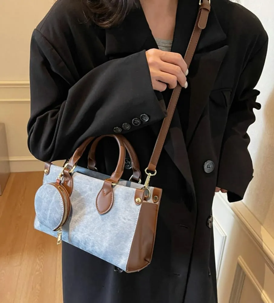 Vintage Tote Purses for Women Small Canvas Shoulder Bags Casual Crossbody Top Handle Satchel Handbags