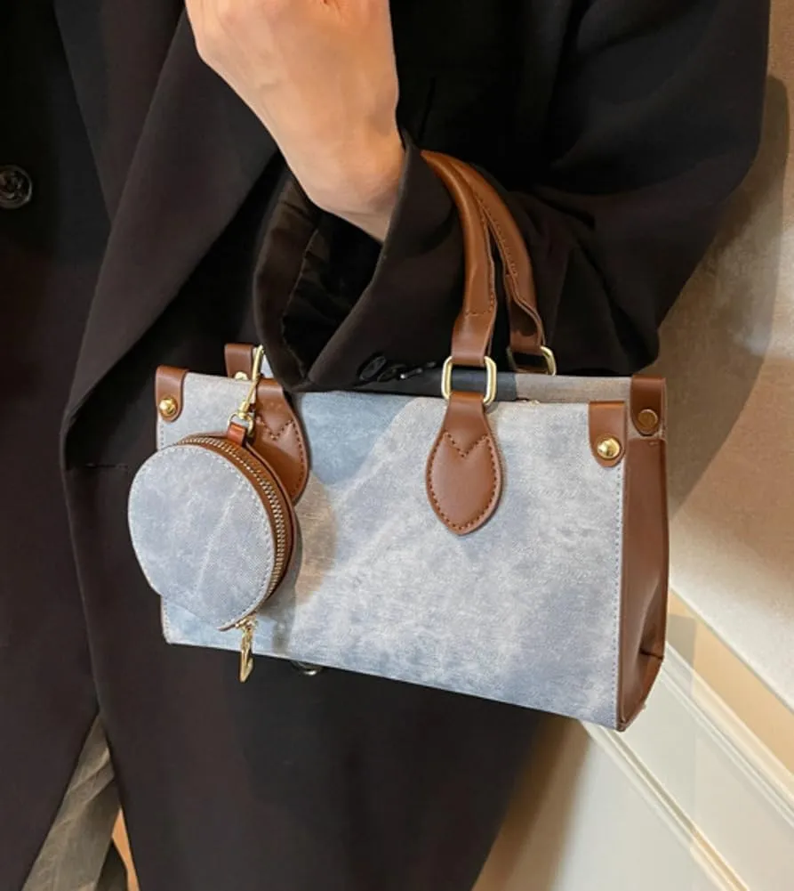 Vintage Tote Purses for Women Small Canvas Shoulder Bags Casual Crossbody Top Handle Satchel Handbags