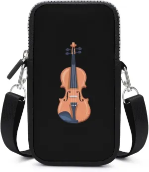 Violin Cell Phone Purse Small Cross-Body Bags Wallet Case with Removable Shoulder Strap