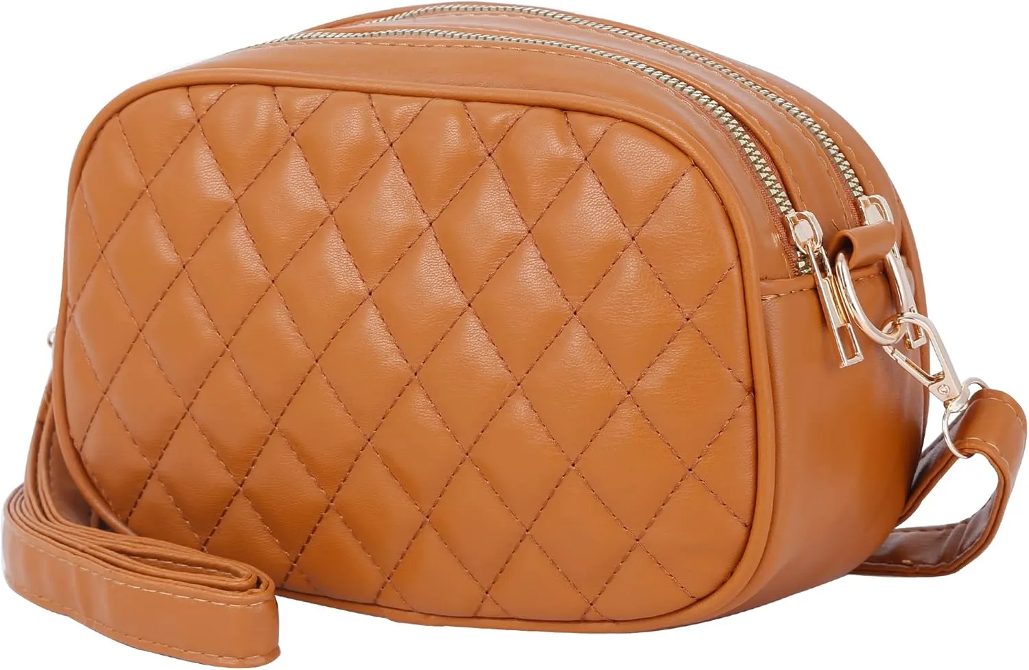 VK Lightweight Soft Quilted Vegan Leather Shoulder Bag for Women Classic Crossbody with Adjustable Strap and Top Zipper