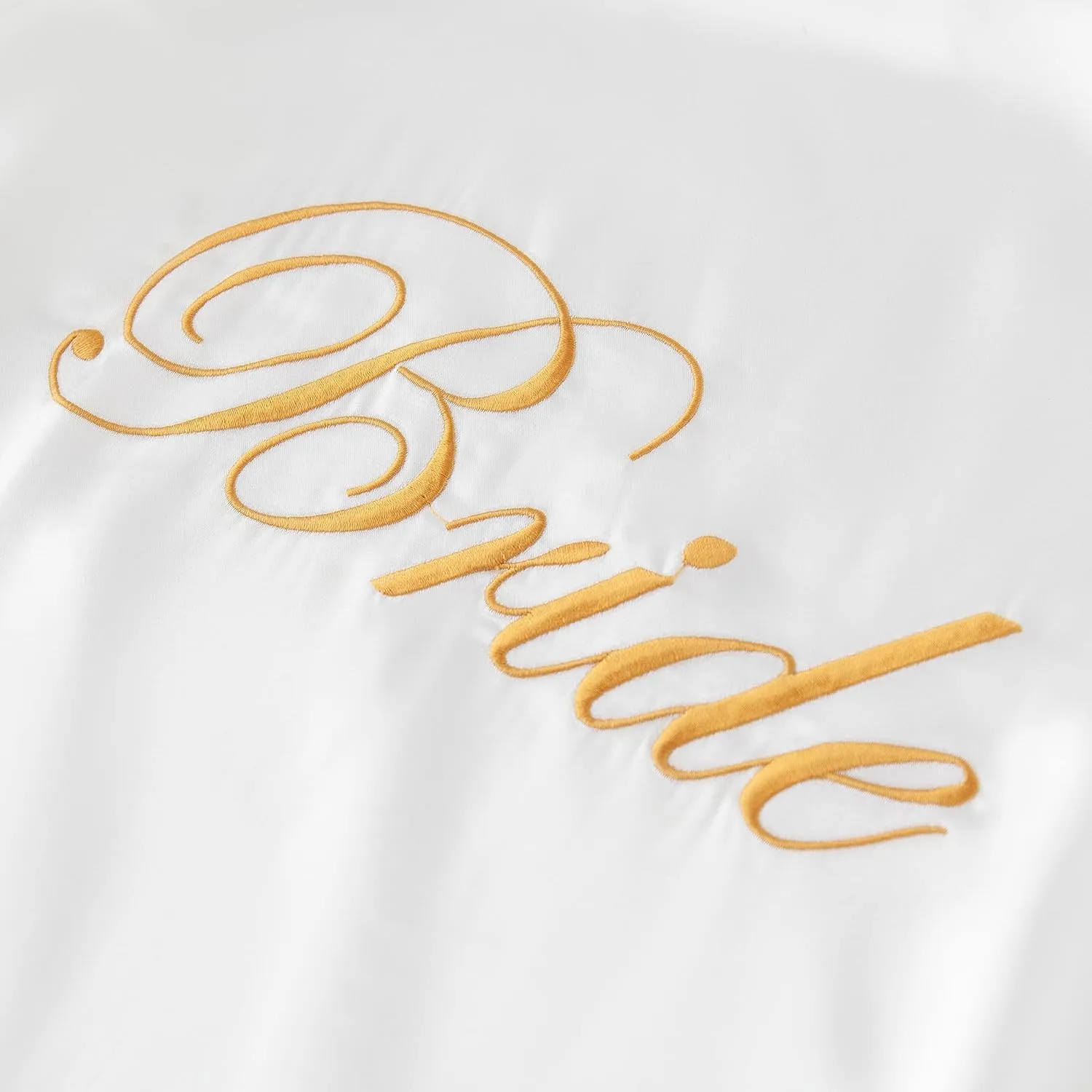 VOGUEMAX Womens Long Bride Bridesmaid Robe Lace Trim Sleepwear Getting Ready of Wedding Silky Kimono Robe