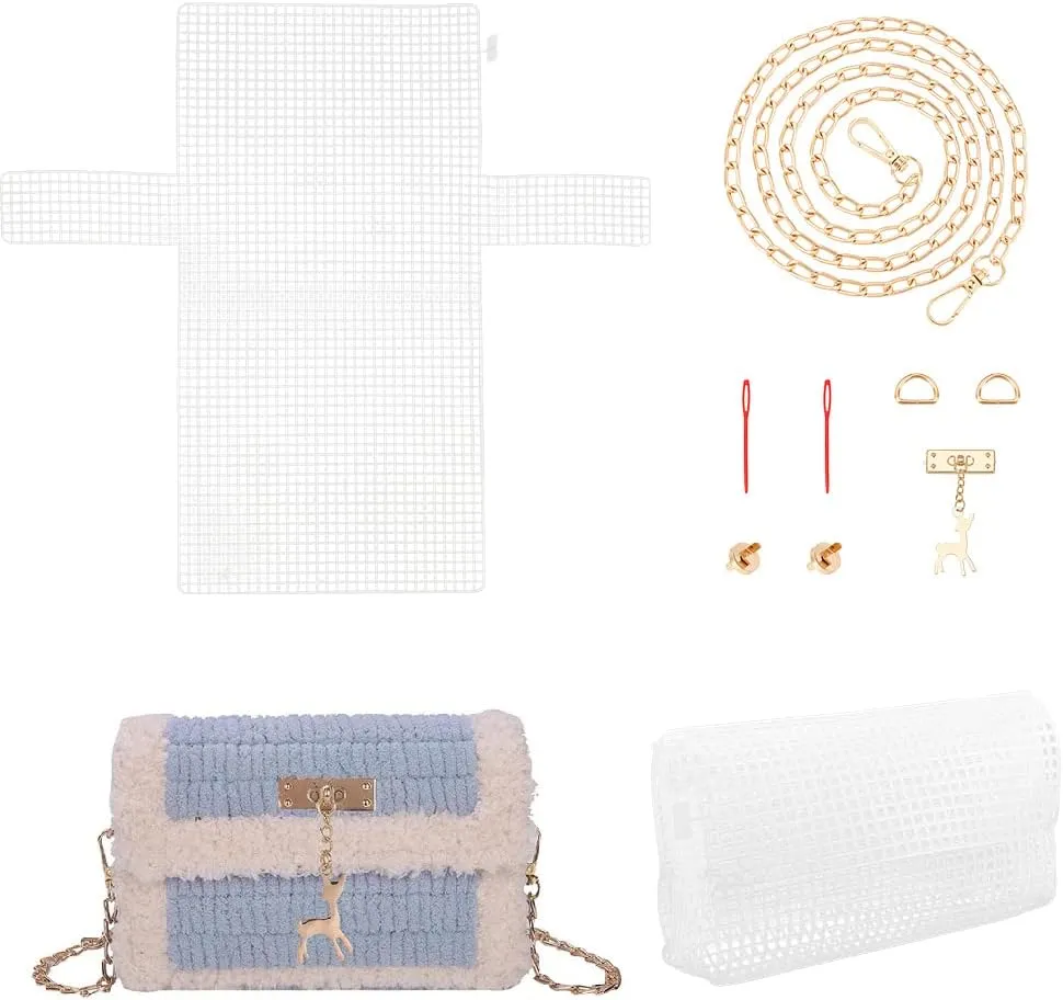 WADORN Embroidery Plastic Mesh Canvas Sheets, Blank Needlepoint Canvas Sheets DIY Crochet Bag Making Kit Handbag Cross Stitch Kits Clear Grid Bag Making Frame for Handmade Yarn Knit Crochet Projects