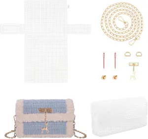WADORN Embroidery Plastic Mesh Canvas Sheets, Blank Needlepoint Canvas Sheets DIY Crochet Bag Making Kit Handbag Cross Stitch Kits Clear Grid Bag Making Frame for Handmade Yarn Knit Crochet Projects