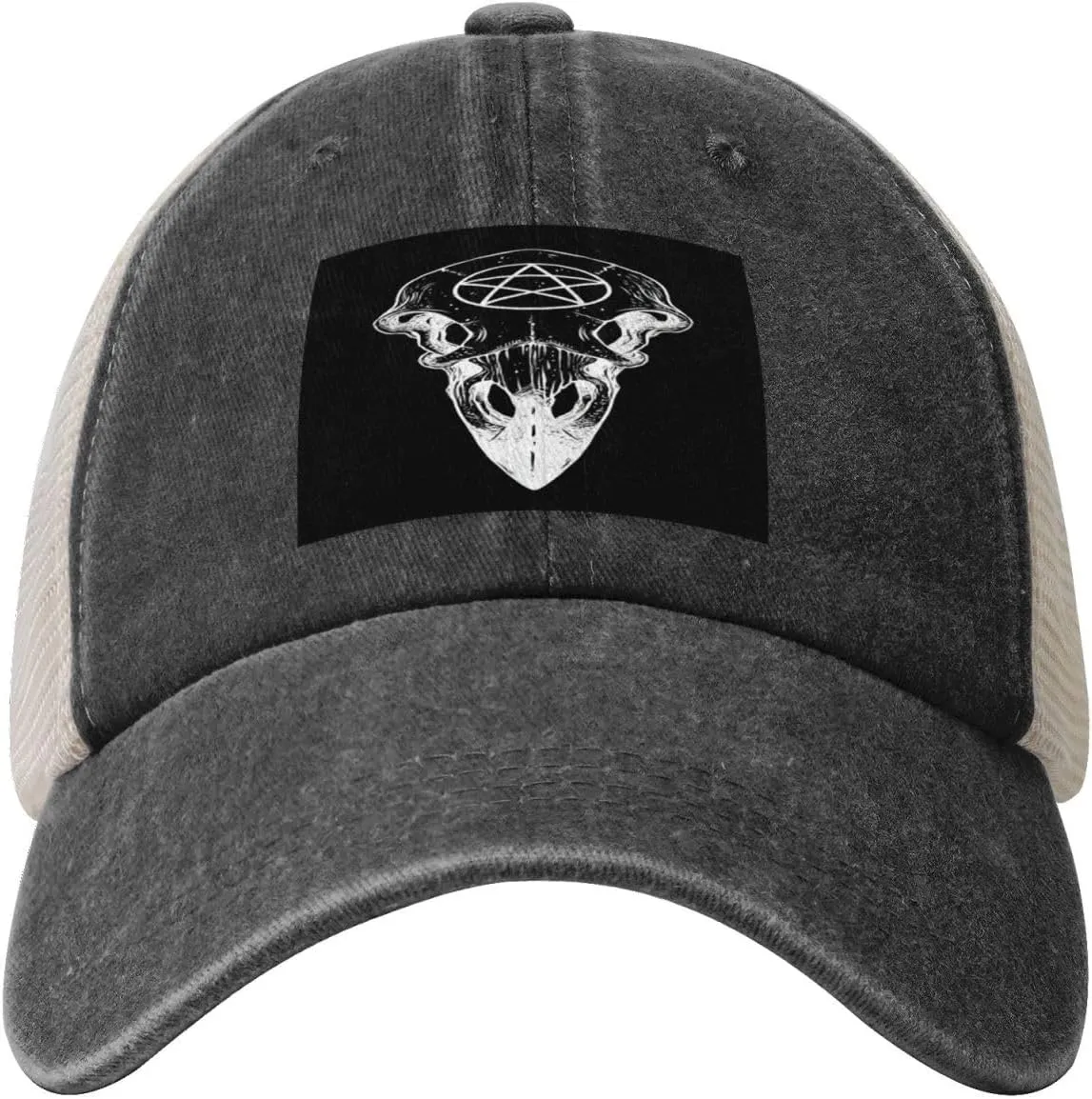 Washed Denim Wood Grain Chicken Western Country Farmhouse Rooster Mesh Baseball Cap Outdoor Vintage
