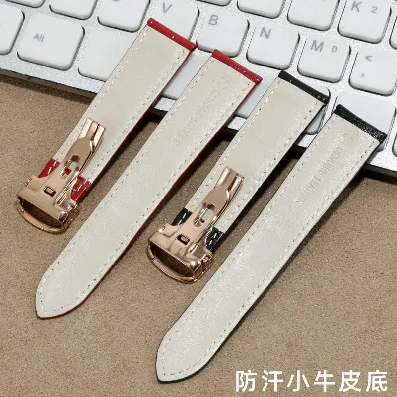 Watch Band For Cartier TANk SOLO RONDE DE Genuine Leather Watch Chain Folding Buckle Watch Strap Accessories Watch Bracelet Belt