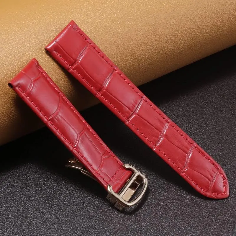 Watch Band For Cartier TANk SOLO RONDE DE Genuine Leather Watch Chain Folding Buckle Watch Strap Accessories Watch Bracelet Belt