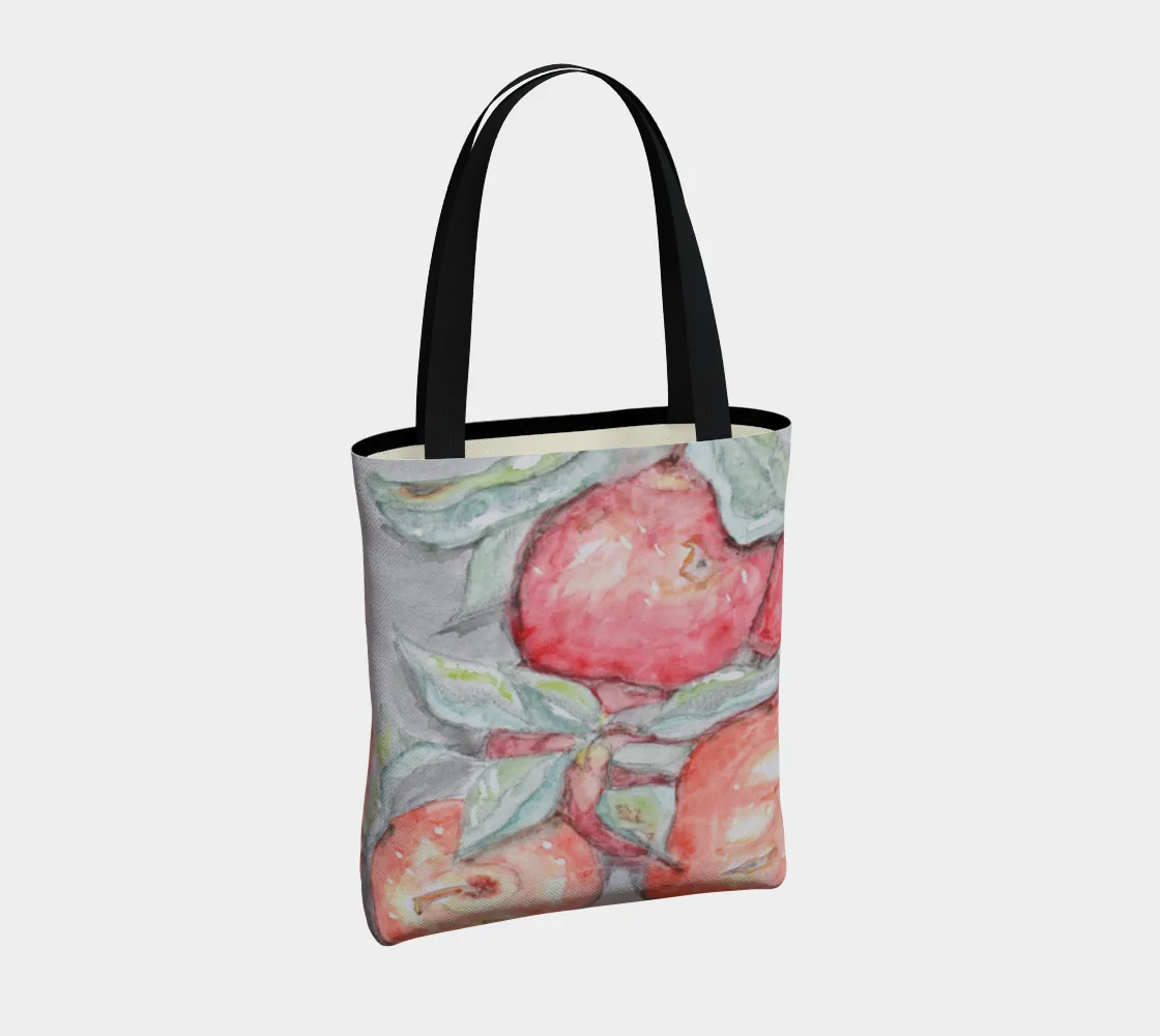 Watercolor Bag Final call Apples Tote Well-tested