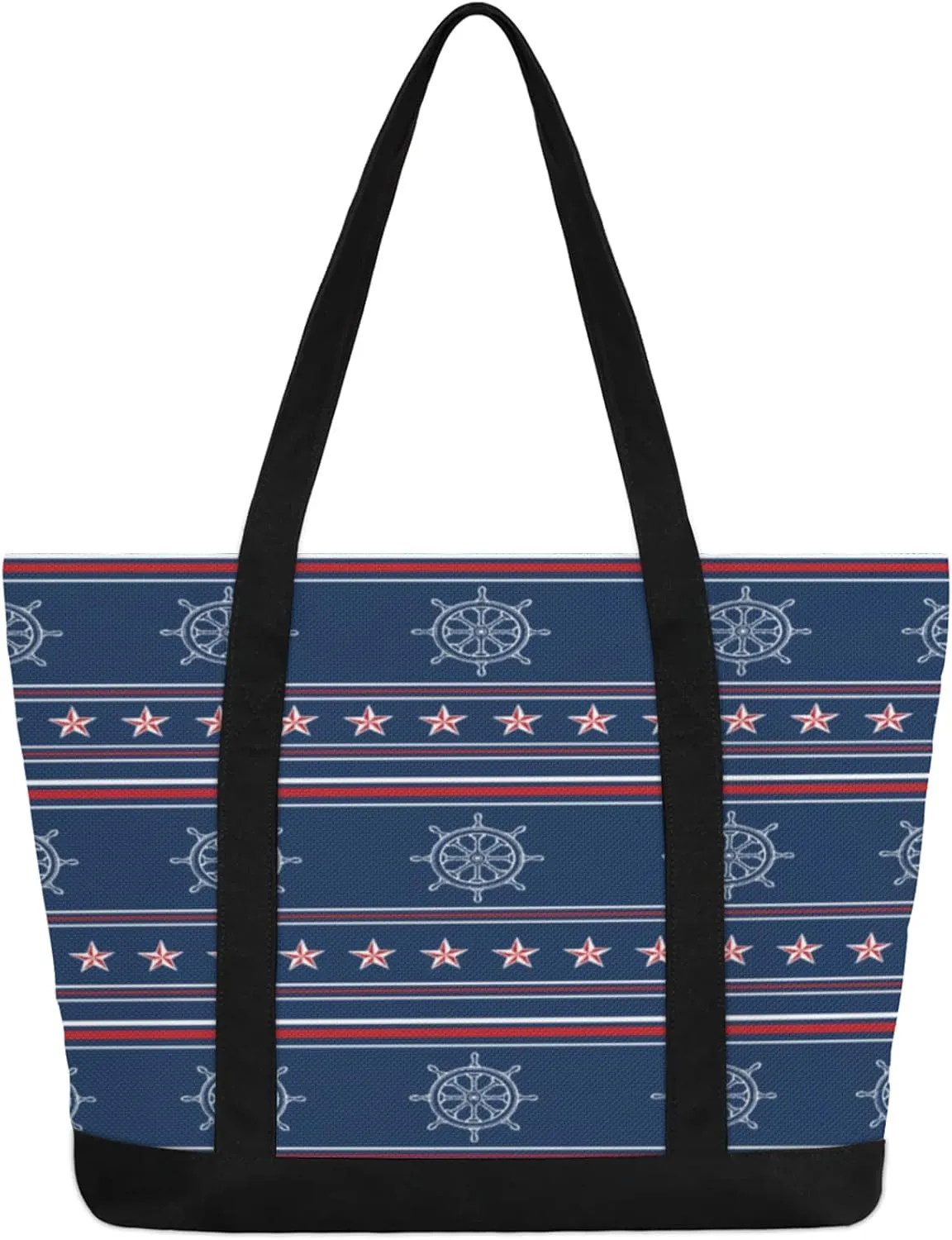 Watercolor Blue Wildflower Canvas Tote Bag Casual Shoulder Handbag Large Shopping Bags With 5 Pocket