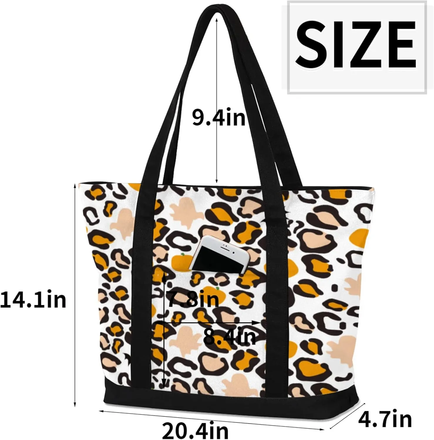 Watercolor Blue Wildflower Canvas Tote Bag Casual Shoulder Handbag Large Shopping Bags With 5 Pocket