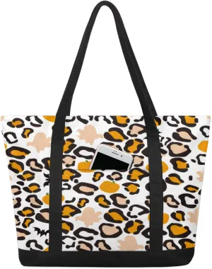 Watercolor Blue Wildflower Canvas Tote Bag Casual Shoulder Handbag Large Shopping Bags With 5 Pocket