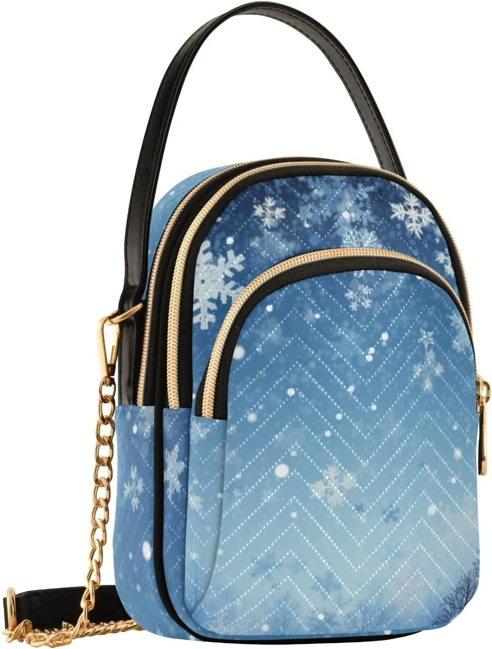 Watercolor Trees in Autumn with River Shoulder Handbag, Trendy Crossbody Purses Removable Strap Crossbody