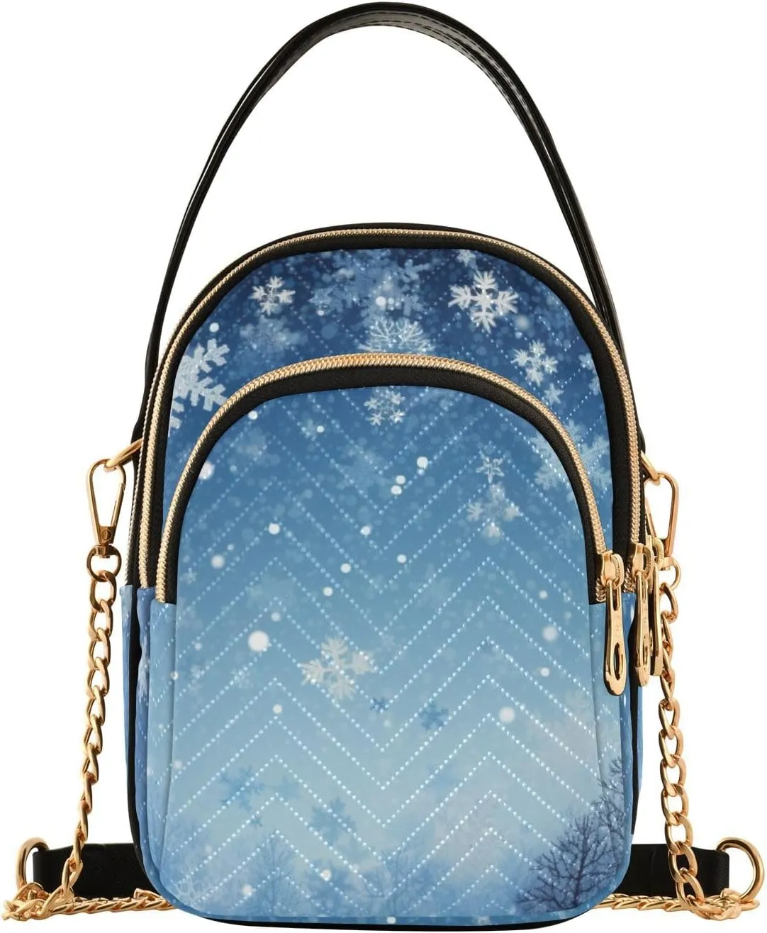 Watercolor Trees in Autumn with River Shoulder Handbag, Trendy Crossbody Purses Removable Strap Crossbody