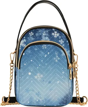 Watercolor Trees in Autumn with River Shoulder Handbag, Trendy Crossbody Purses Removable Strap Crossbody
