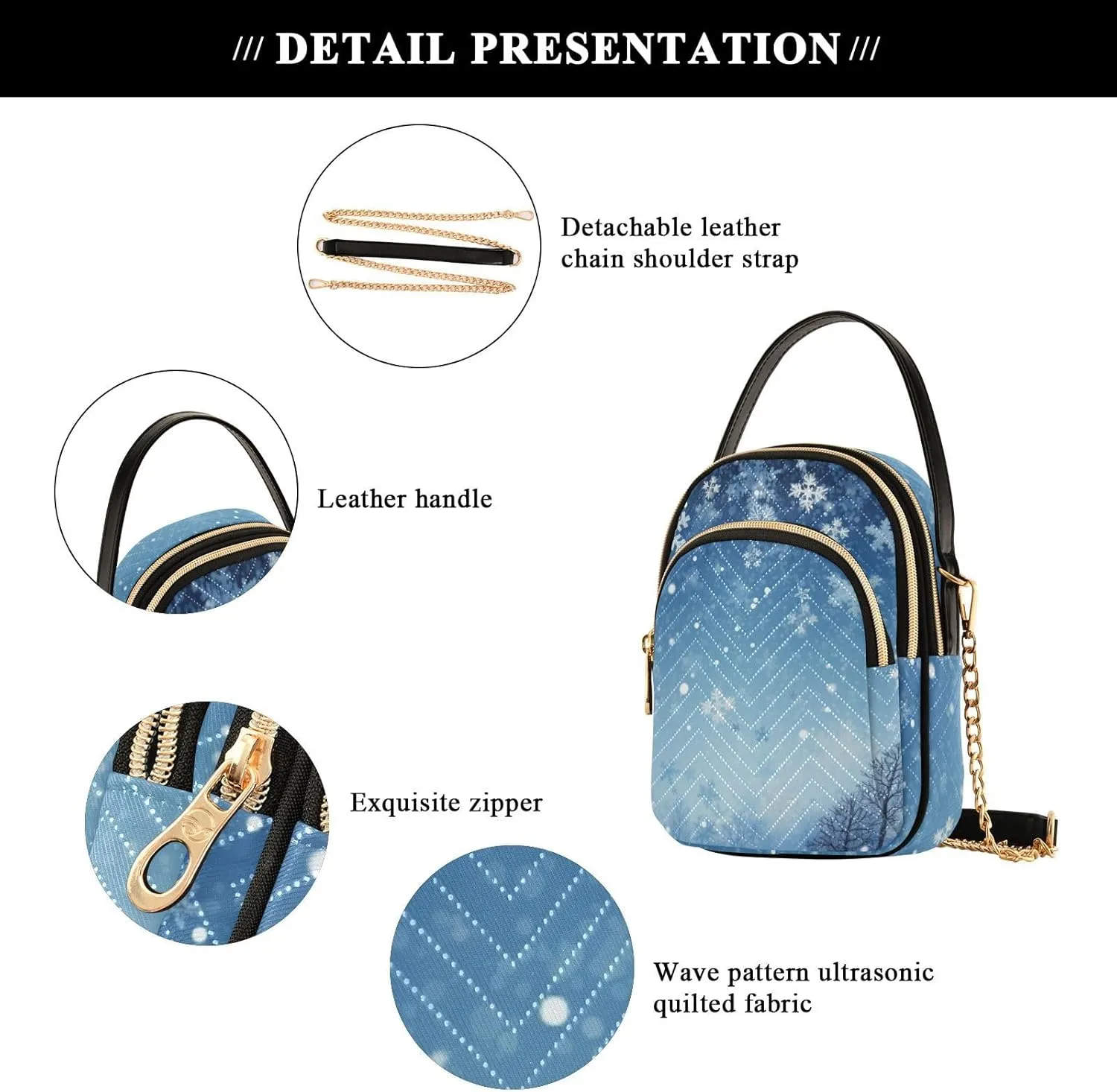 Watercolor Trees in Autumn with River Shoulder Handbag, Trendy Crossbody Purses Removable Strap Crossbody