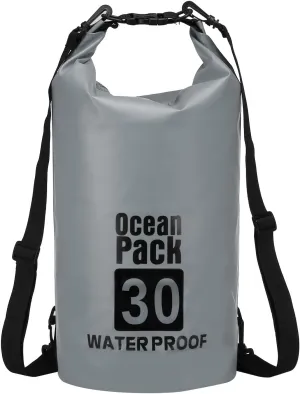 Waterproof Dry Bag, 30L Fit for Women Men Water Proof Bags Lightweight Dry Storage Floating Backpack with Whistle for Travel Backpacking Boating Kayaking Camping (Gray)