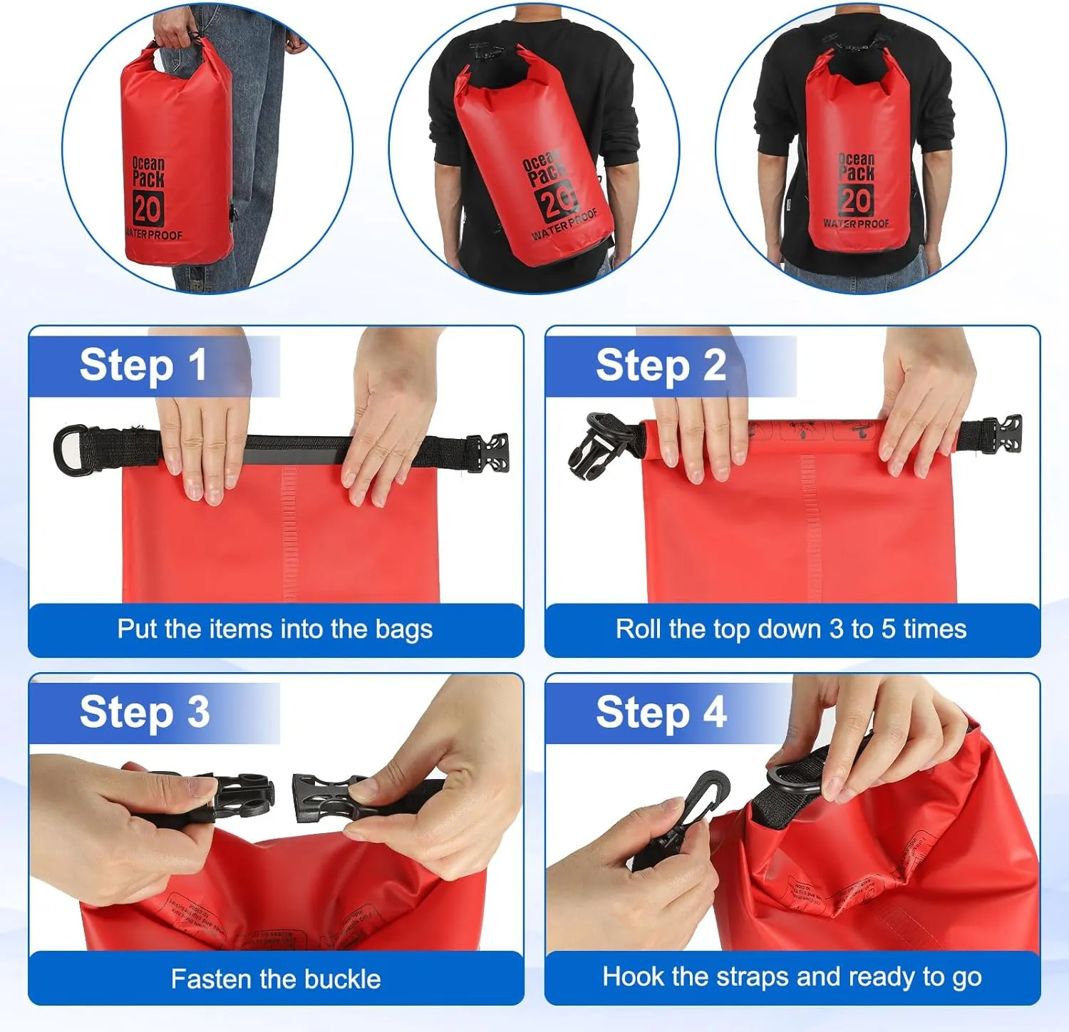 Waterproof Dry Bag, 30L Fit for Women Men Water Proof Bags Lightweight Dry Storage Floating Backpack with Whistle for Travel Backpacking Boating Kayaking Camping (Green)