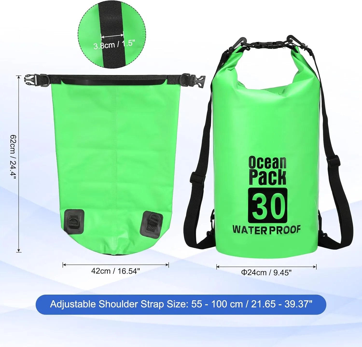 Waterproof Dry Bag, 30L Fit for Women Men Water Proof Bags Lightweight Dry Storage Floating Backpack with Whistle for Travel Backpacking Boating Kayaking Camping (Green)