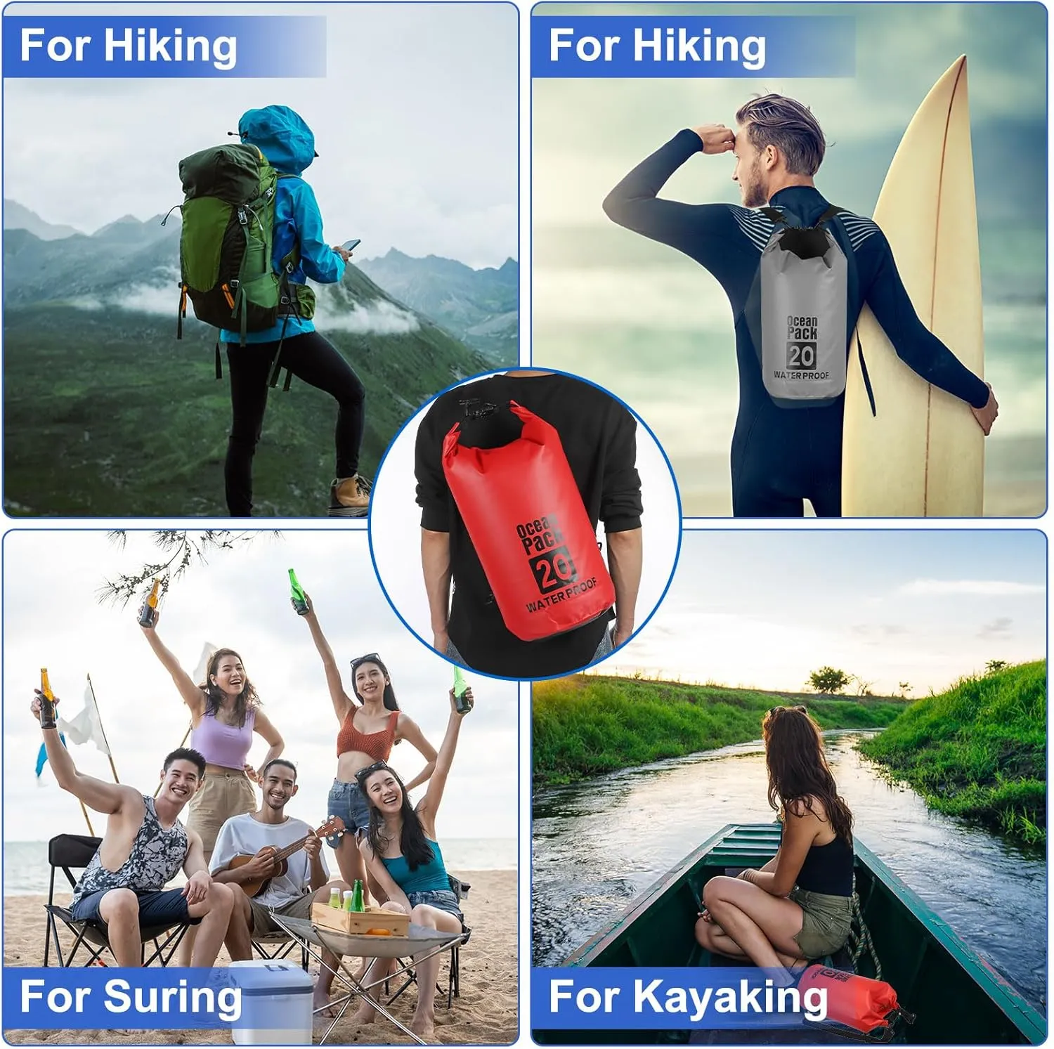 Waterproof Dry Bag, 30L Fit for Women Men Water Proof Bags Lightweight Dry Storage Floating Backpack with Whistle for Travel Backpacking Boating Kayaking Camping (Green)