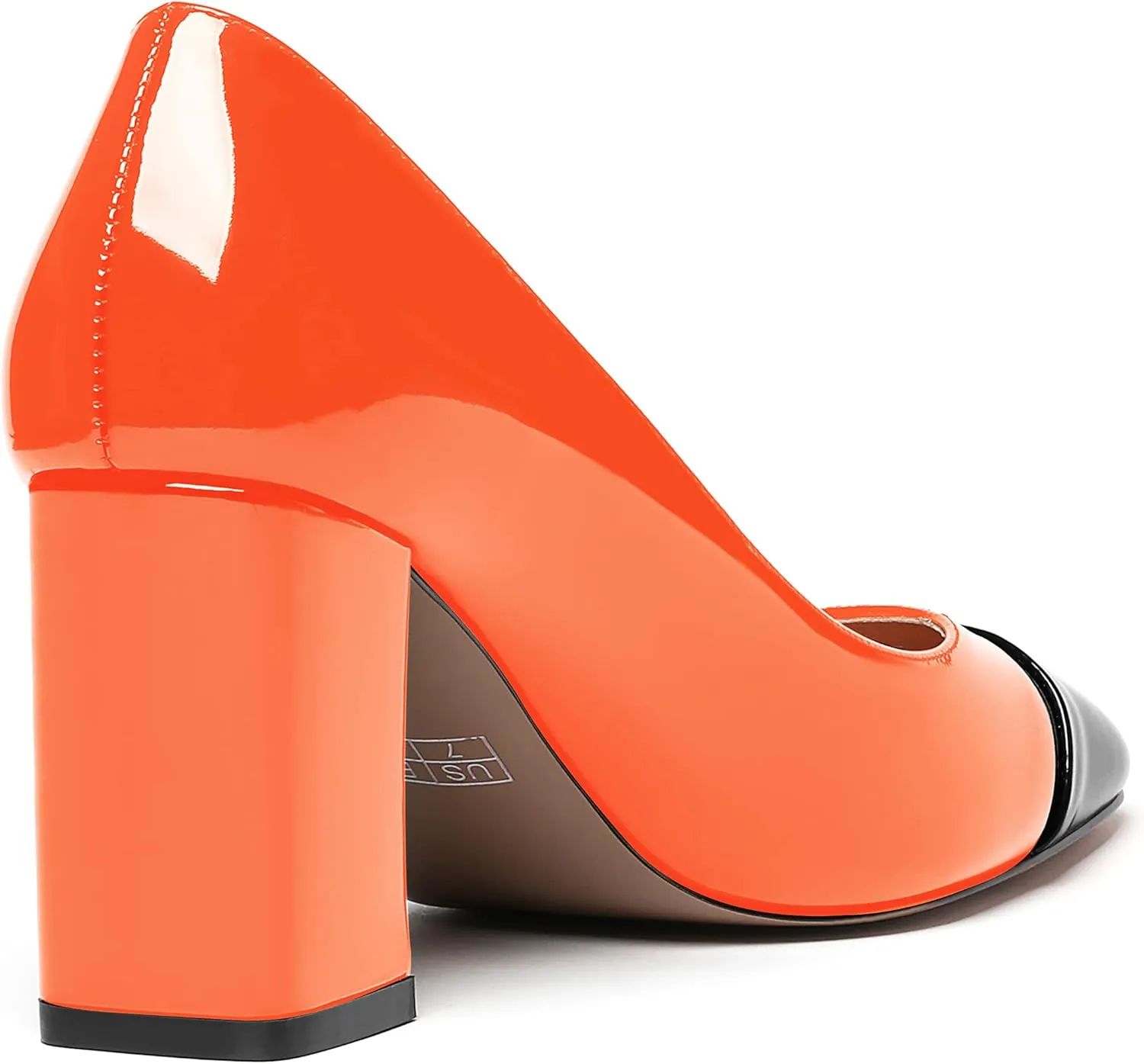 WAYDERNS Women's Square Toe Solid Slip On Patent Leather Patchwork Block High Heel Pumps 3 Inch