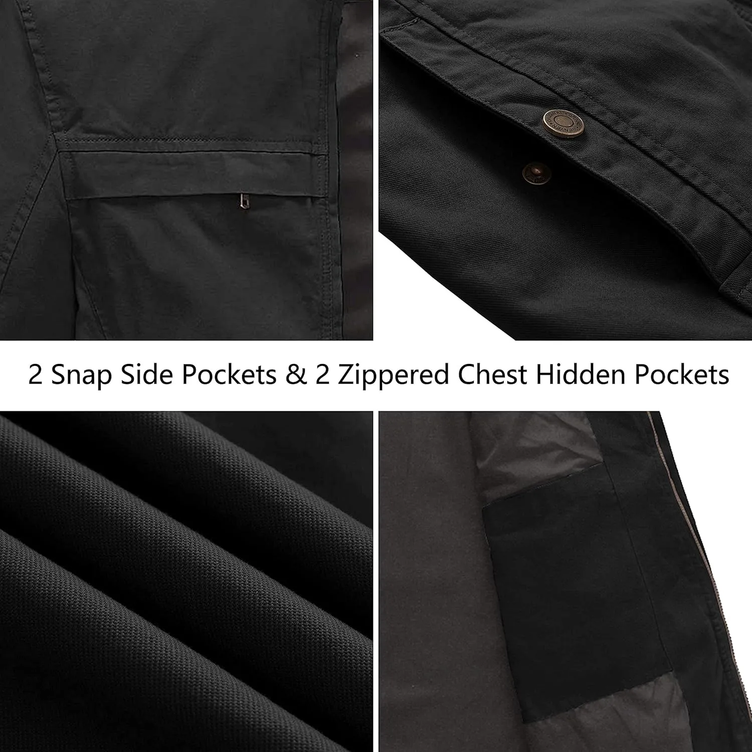 WenVen Men's Spring Canvas Military Style Jacket Casual Lightweight Cotton Coat