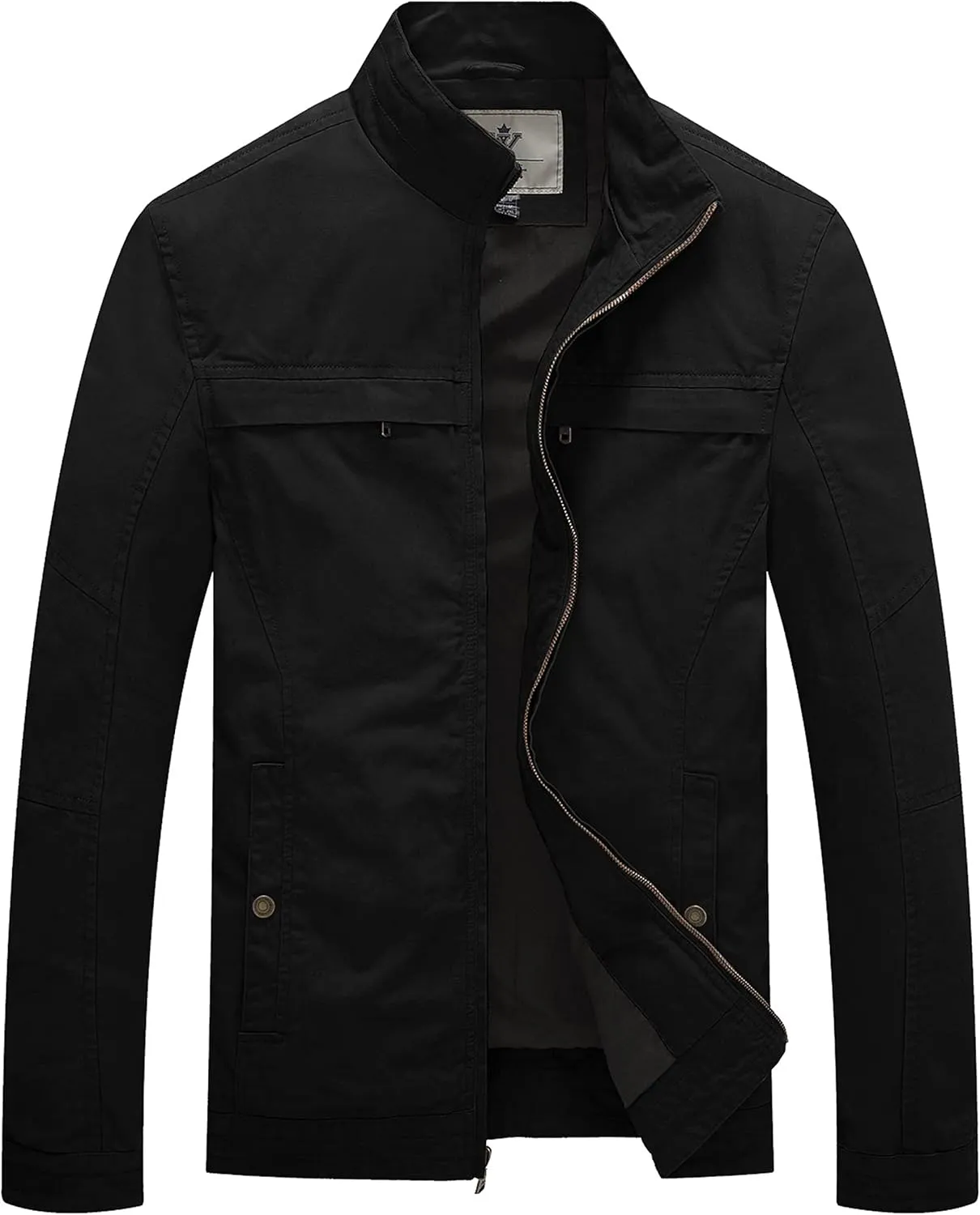 WenVen Men's Spring Canvas Military Style Jacket Casual Lightweight Cotton Coat