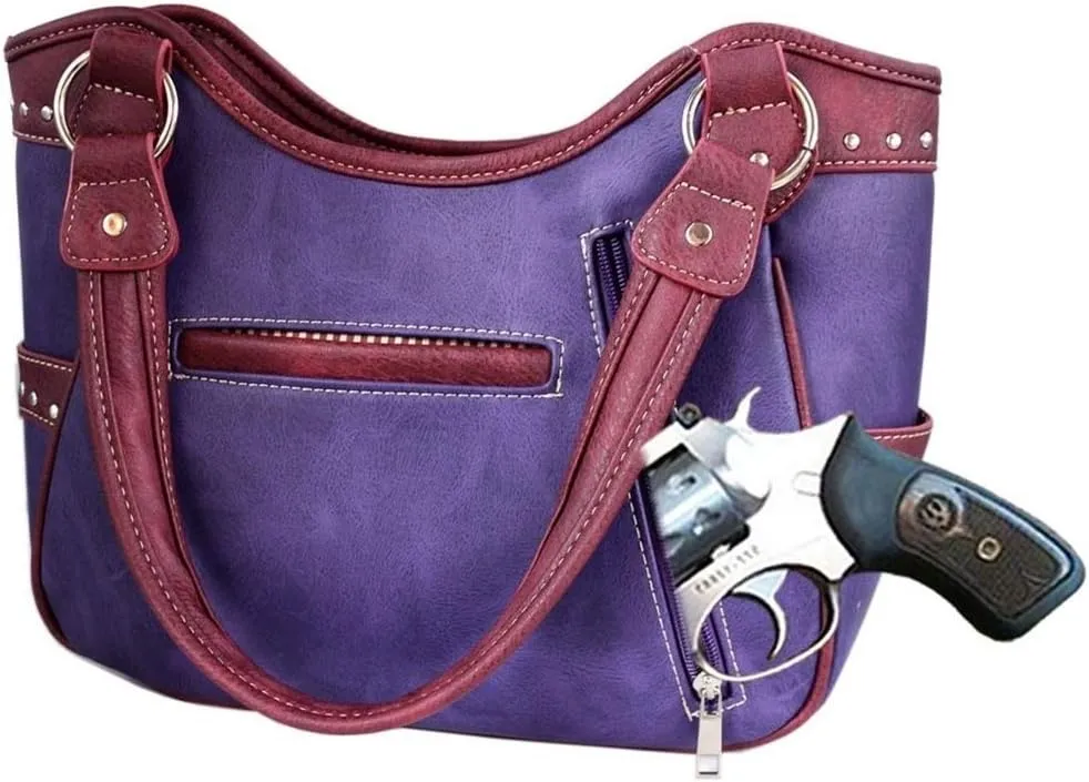 Western Fashion Butterfly Flower Season Embroidery Conceal Carry Tote Handbag Purse in 6 colors