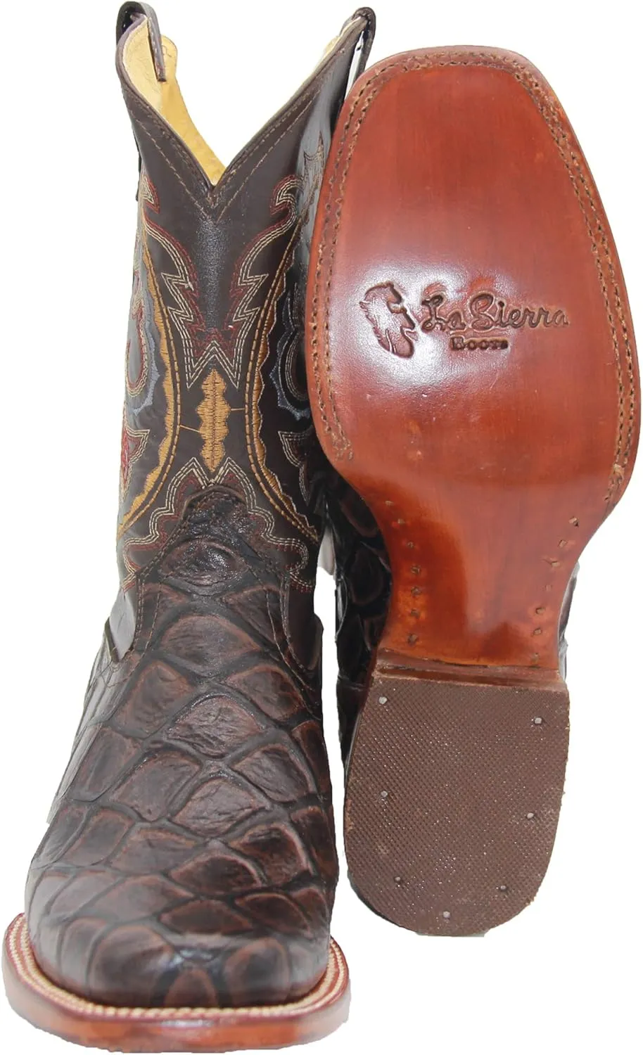 Western Shops Men’s Leather Pirarucu Fish Print Cowboy Western Boots