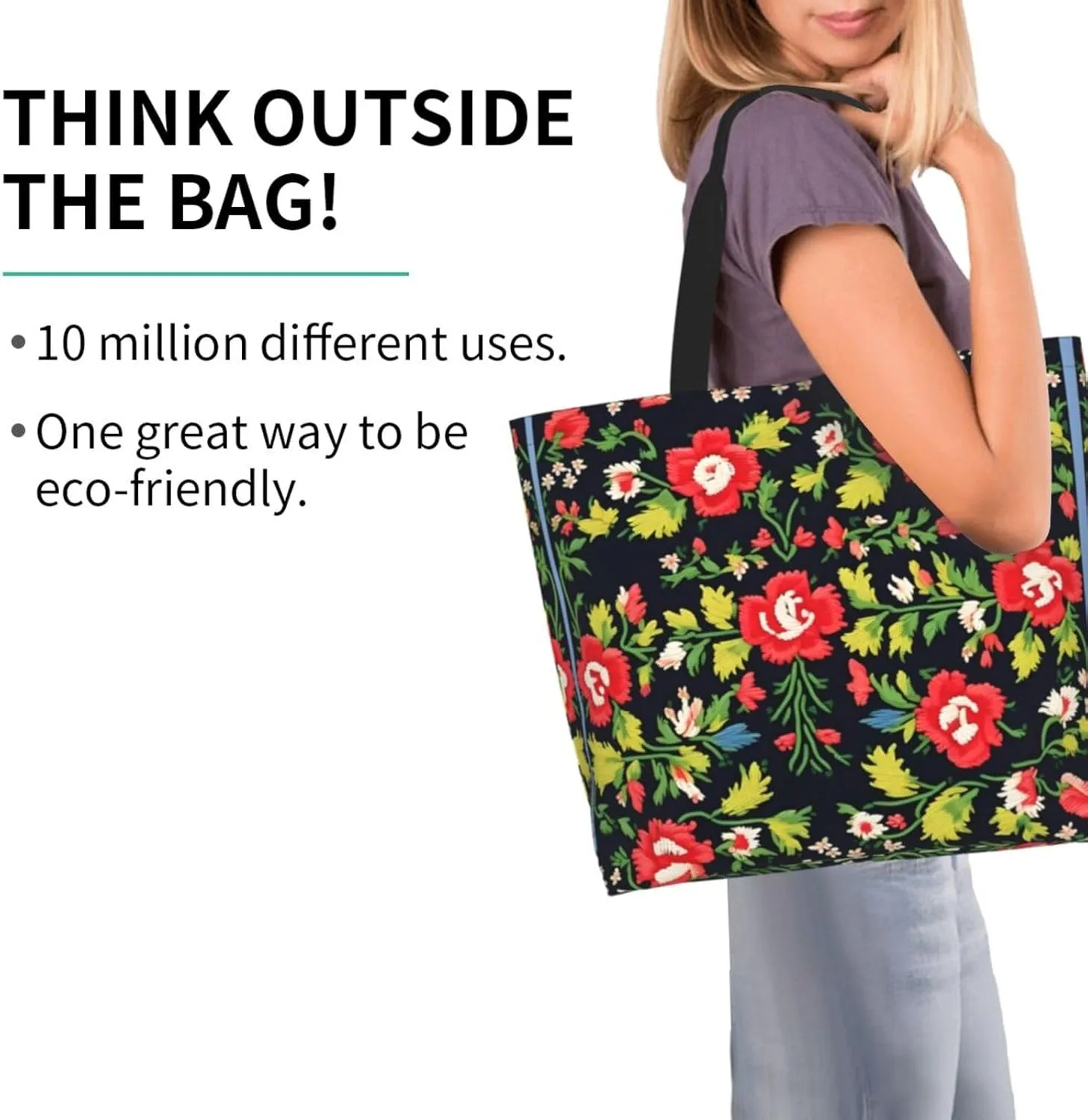 White Blue Daisy Women Tote Bag,Casual Tote'S Handbag Big Capacity Shoulder Bag Crossbody Bag