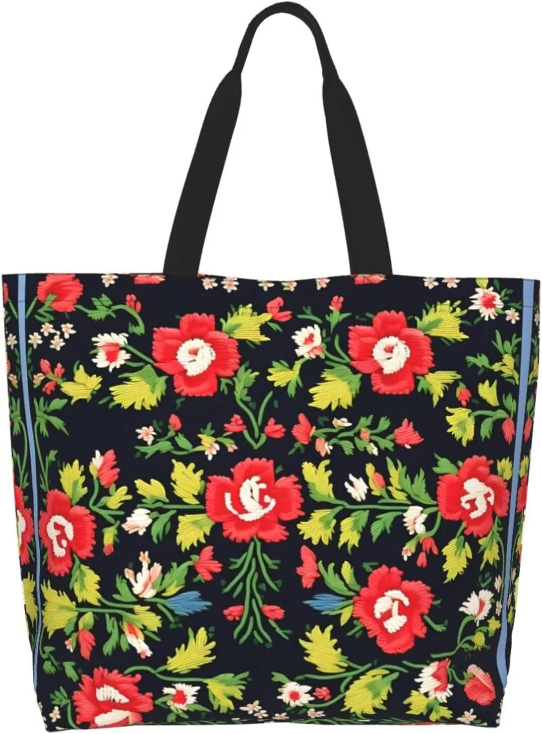 White Blue Daisy Women Tote Bag,Casual Tote'S Handbag Big Capacity Shoulder Bag Crossbody Bag