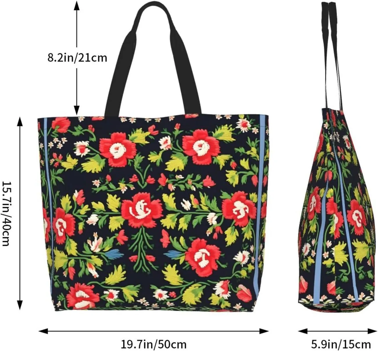 White Blue Daisy Women Tote Bag,Casual Tote'S Handbag Big Capacity Shoulder Bag Crossbody Bag