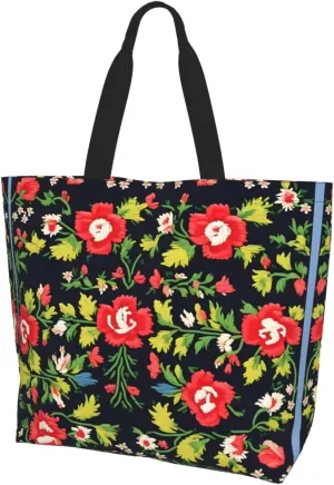 White Blue Daisy Women Tote Bag,Casual Tote'S Handbag Big Capacity Shoulder Bag Crossbody Bag