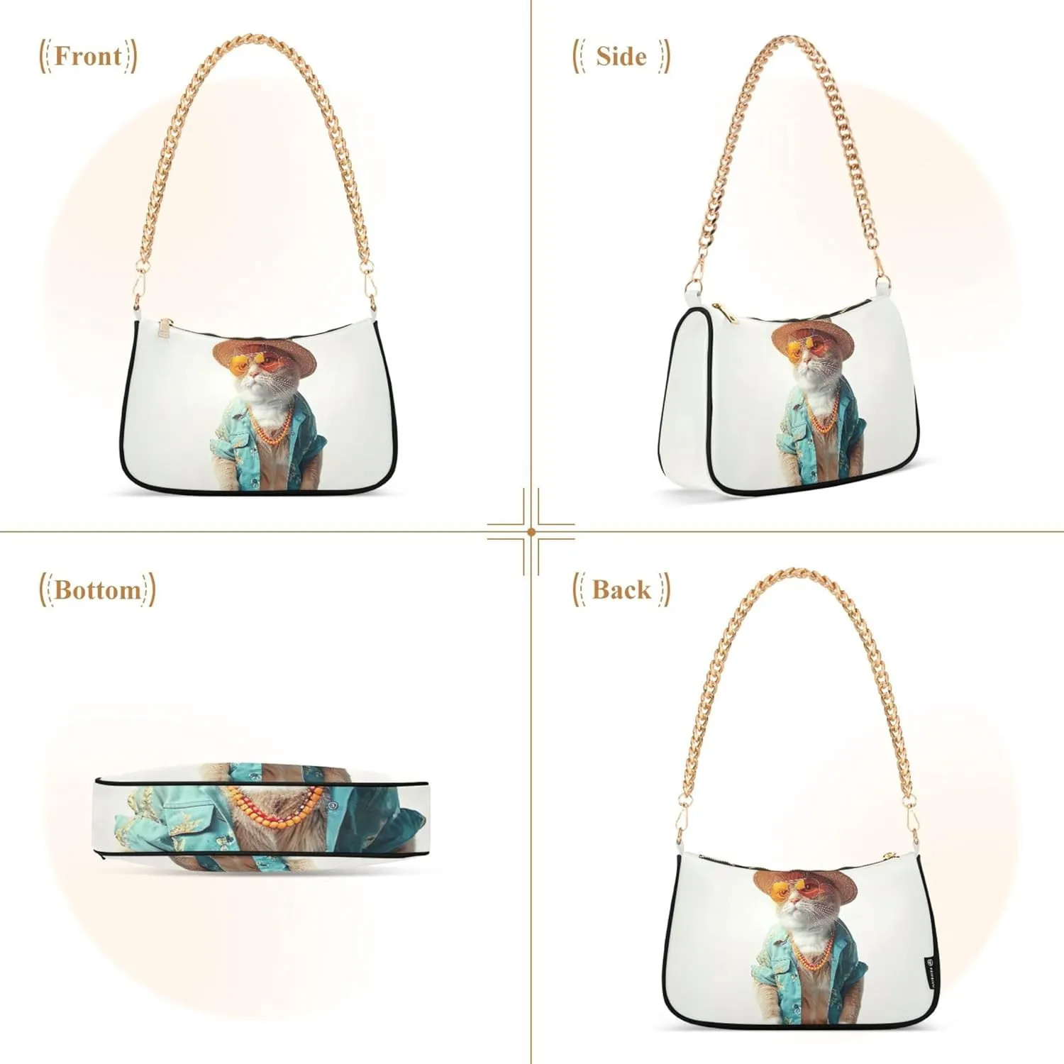 White Couple Llamas on Green Women's Purse Hobo Tote Bags Women's Designer Handbag Evening Shoulder Bags