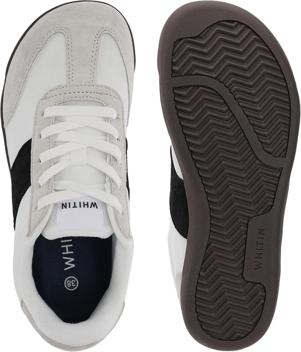 WHITIN Women's Wide Toe Box Barefoot Shoes | Suede Patchwork Design