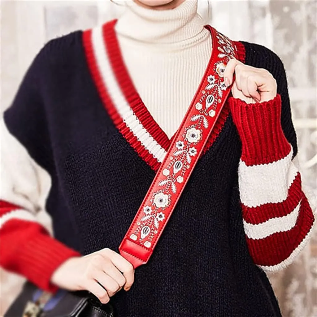 Wide Strap Bag Replacement Embroidered Strap Shoulder Strap Accessory Strap Diagonal Strap