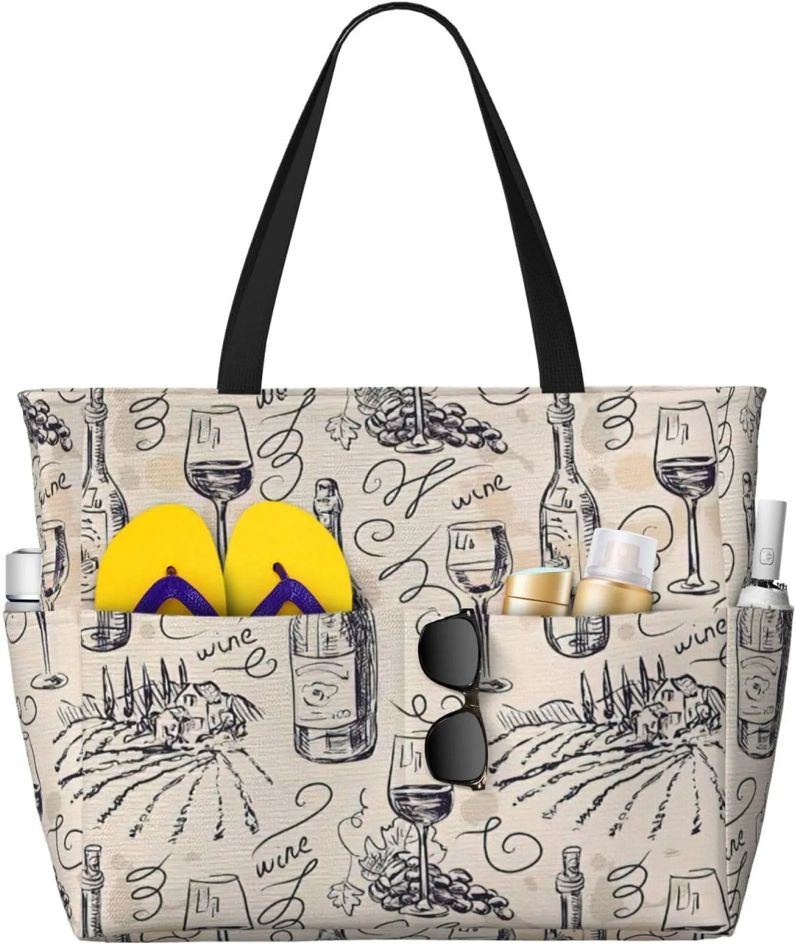 Wine and Winemaking Winery Grape Field Print Generic Large Capacity Beach Travel Bag - Swim Backpack/Family- Pool Accessories
